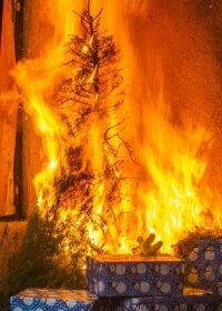 Xmas tree on fire