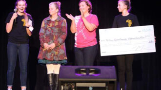 Templeton High School students Carra Kruse, far left, and Emma Gray, far right, present a check in the amount of $1,500 to benefit local breast cancer patients through The Cancer Support Community Breast Cancer Care Fund. Accepting the check is CSC Executive Director Christie Kelly and Shannon d’Acquisto, a peer-to-peer group leader for the local non-profit’s Young and Young at Heart networking group for young cancer survivors. Courtesy photo