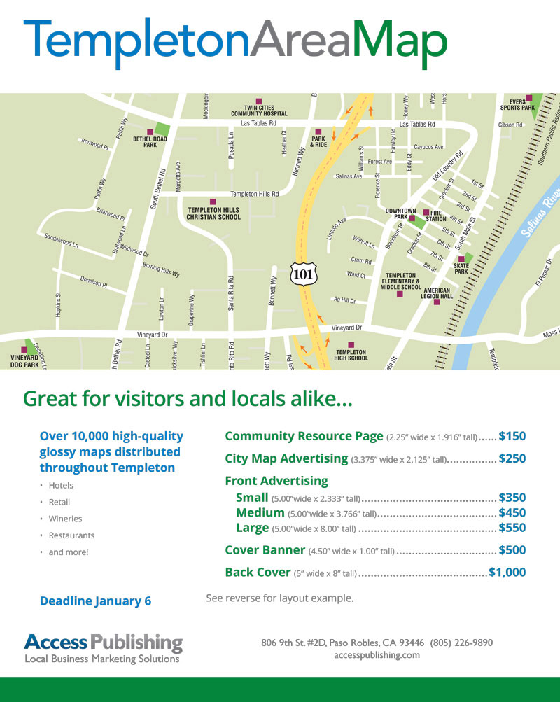 advertise in Templeton Map