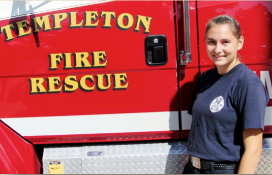 Templeton High School senior and Fire Cadet, Lindsey Rains takes a few moments out of a busy morning in August to have her photo taken. That day, Lindsey was working with Captain Tony Broom at the Fire Station. The two inventoried the equipment on each fire truck and replaced used items. The exercise was both a scheduled part of routine maintenance and a training exercise for Lindsey. “It’s important that Lindsey knows what each engine carries, where each item is located, and what each item is used for,” said Broom. 